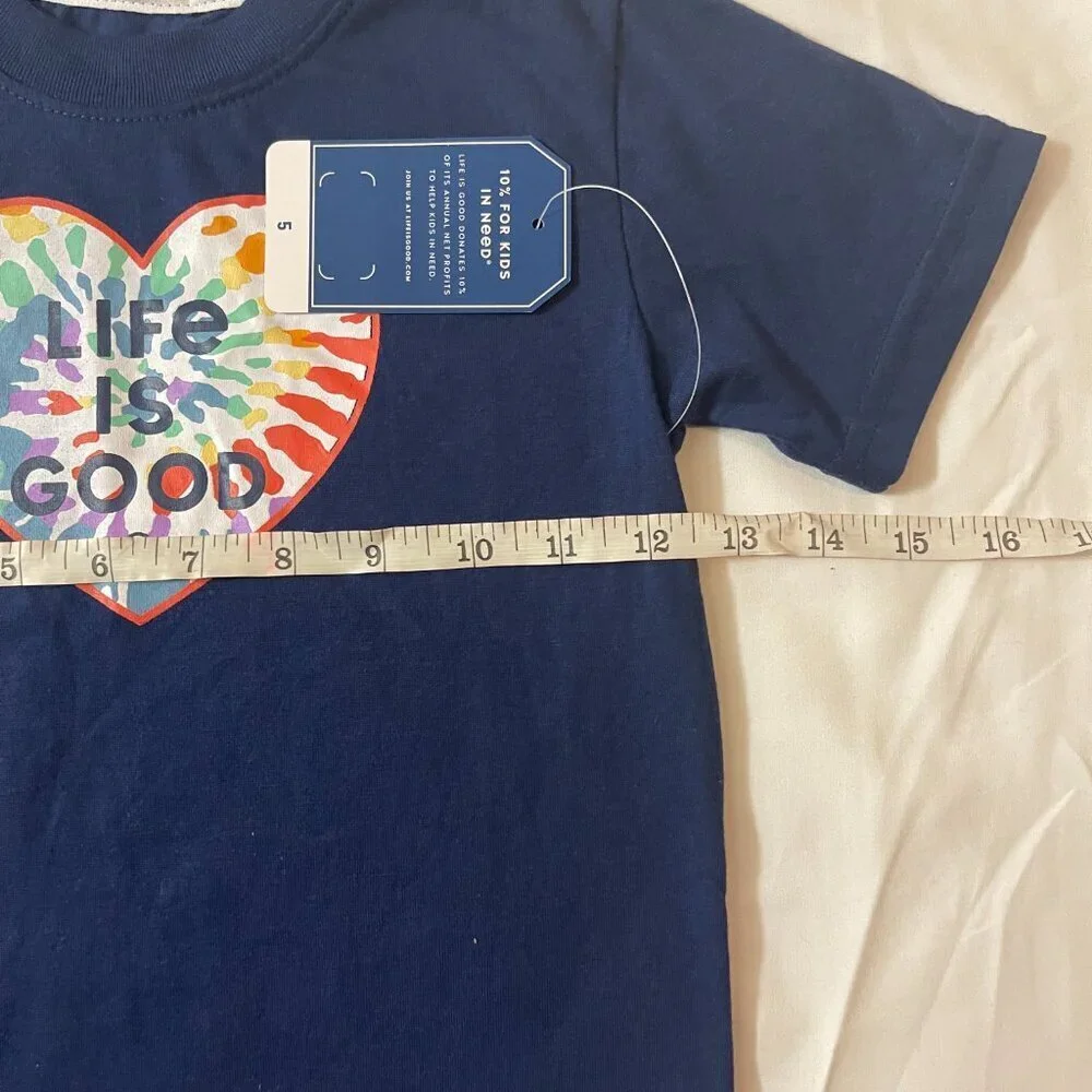 Life is good Kids retro rainbow Heart t- Shirt size 5. Made in China.
